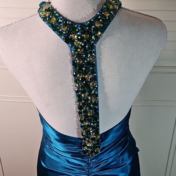 Prom Dress By Flirt Maggie Sottero Wedding Party Jade Rhinestones Size 2 - Picture 5 of 9